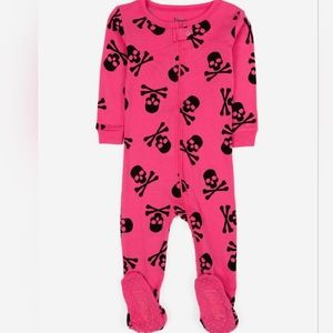 Leveret Baby Footed Halloween Pajamas Size 6-12 Months Hot Pink Skull
